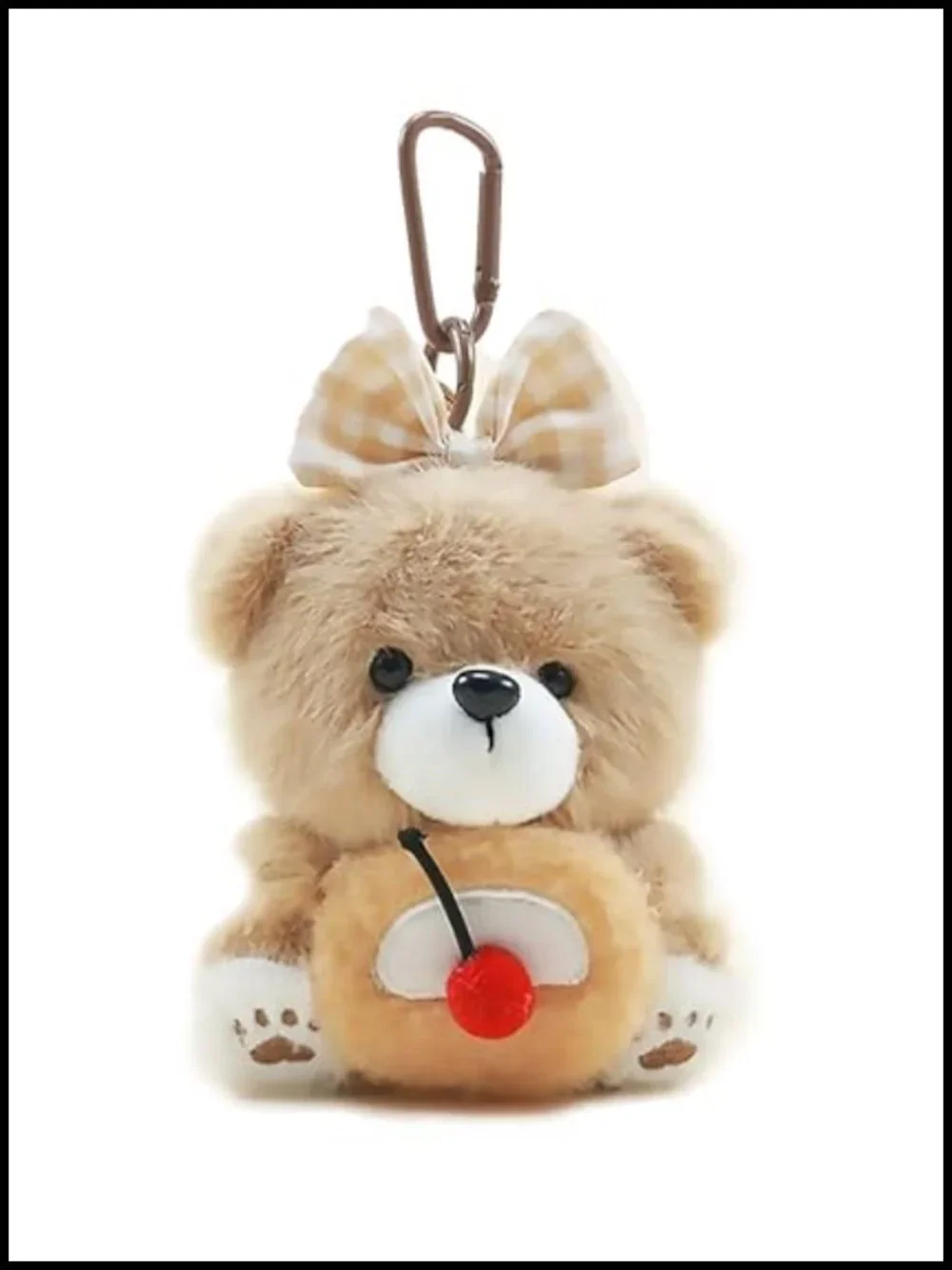 Plush Bear Keychain Bag Charm with Nylon Cord Strap - Cute Gift